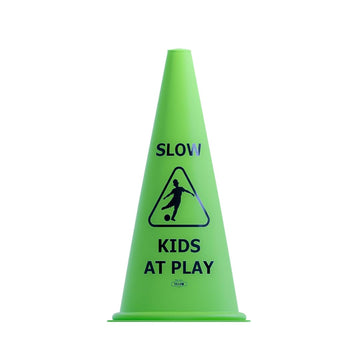 Vibrant Green 'Kids at Play' Safety Cone - 1ct, Durable & Fun Child Safety Solution for Driveways, Streets, Schools, and Parks