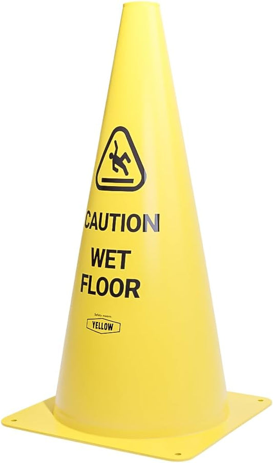 Yellow Safety® Commercial 19 Inch "Caution Wet Floor" Sign Cone, 1 ct., Easy to Use and Store