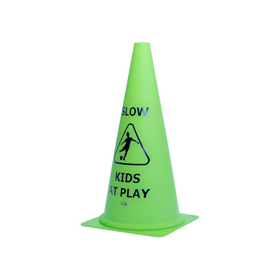 Vibrant Green 'Kids at Play' Safety Cone - 1ct, Durable & Fun Child Safety Solution for Driveways, Streets, Schools, and Parks