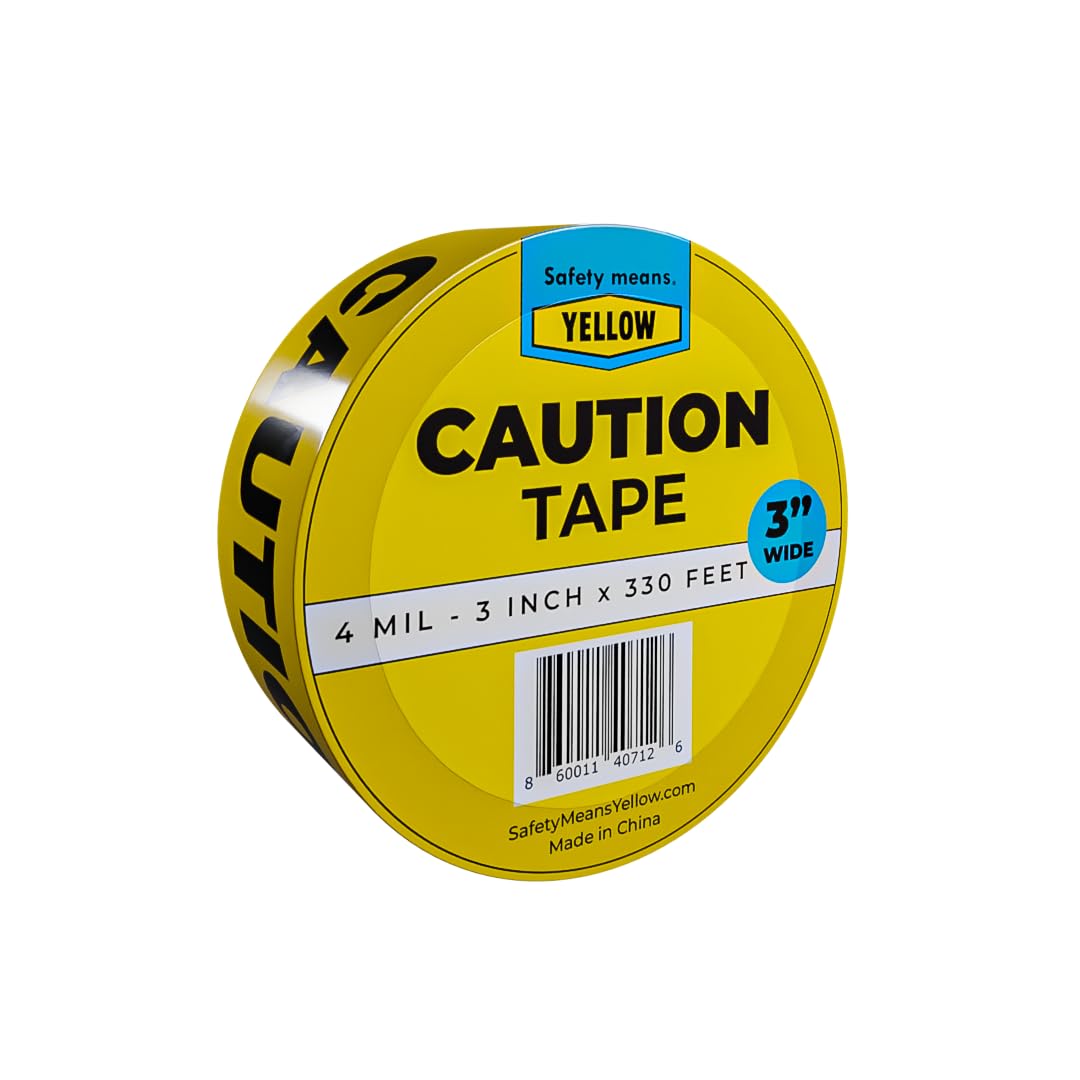 Yellow Safety® Caution Tape, 3" x1000ft Safety Tape Caution Tape Roll, Construction Tape for Danger/Hazard Areas