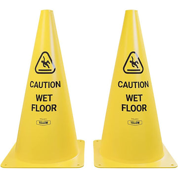 Yellow Safety® Commercial 15 Inch "Caution Wet Floor" Sign Cone, 2 ct., Easy to Use and Store