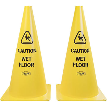 Yellow Safety® Commercial 19 Inch "Caution Wet Floor" Sign Cone, 2 ct., Easy to Use and Store