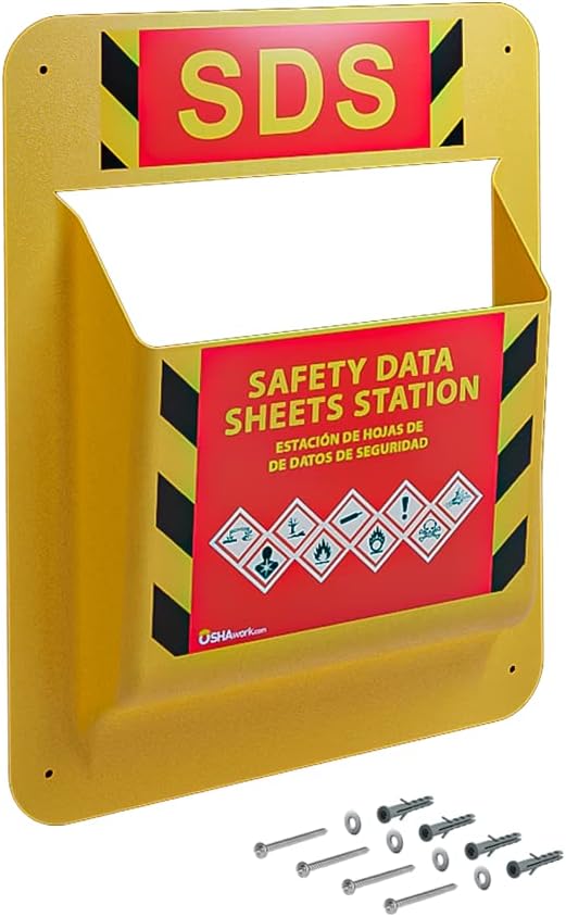 Yellow Safety Inc., MSDS SDS Binder and Wall Station - Updated 2023 Requirements Heavy Duty 3 Inch, 3 Ring Binder