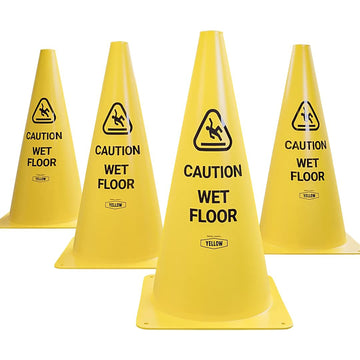 Yellow Safety® Commercial 15 Inch "Caution Wet Floor" Sign Cone, 4 ct., Easy to Use and Store