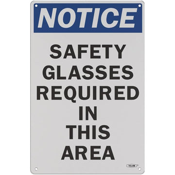 Stay Safe with our OSHA Compliant Safety Glasses Required Sign - 15"x10", 1mm Aluminum, Essential Workplace Hazard Warning