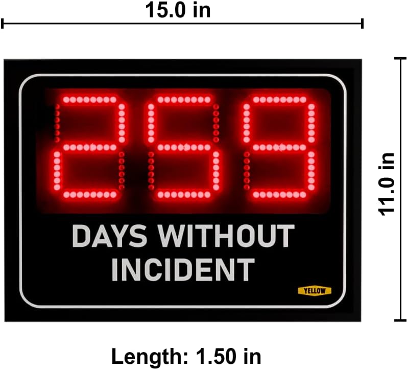 Days Without Incident Electric Sign, Safety Scoreboard, Days Without A