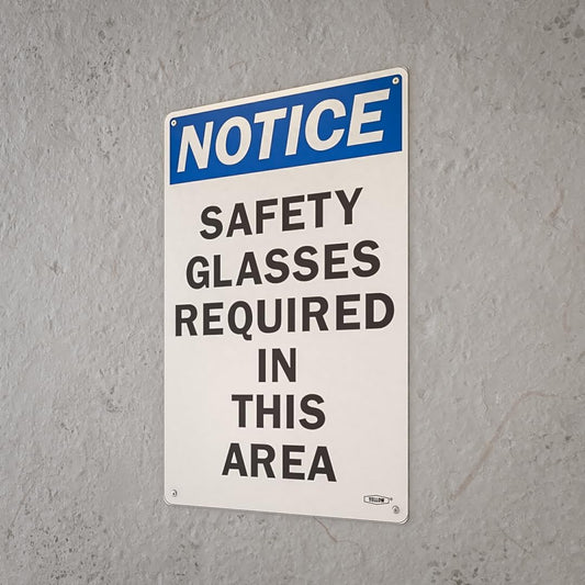 Stay Safe with our OSHA Compliant Safety Glasses Required Sign - 15"x10", 1mm Aluminum, Essential Workplace Hazard Warning