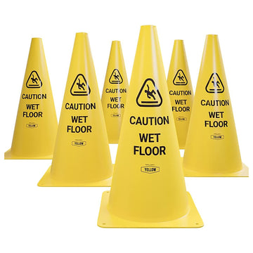 Yellow Safety® Commercial 19 Inch "Caution Wet Floor" Sign Cone, 6 ct., Easy to Use and Store