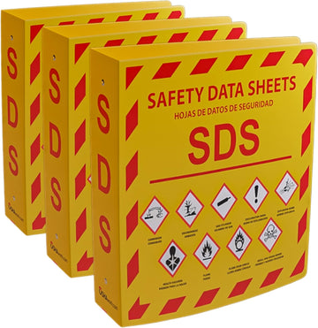 (YS), 3-Pack SDS Binder - 2024 Requirements, 3-Pack, Heavy Duty 3 Inch, 3 Ring Safety Data Sheet SDS Binder