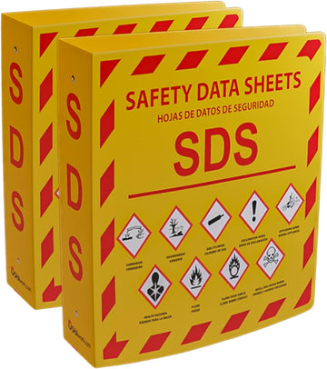 (YS), 2-Pack, SDS Binder - 2024 Requirements, Heavy Duty 3 Inch, 3 Ring Safety Data Sheet SDS Binder